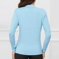 thumbnail image 4 of HUKOEMPN T Shirts for Women Thermal Tops Solid Color Casual Elastic Undershirt Warm Top Long Sleeve Turtleneck Blouse Thermal Long Sleeve Women Light Blue, 4 of 7