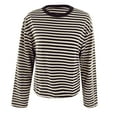 thumbnail image 5 of larppty Striped Long Sleeve Shirt Women Y2k Oversized Crewneck Vintage Tops Fall Winter Drop Shoulder Pullover (Dark Gray, XS), 5 of 5