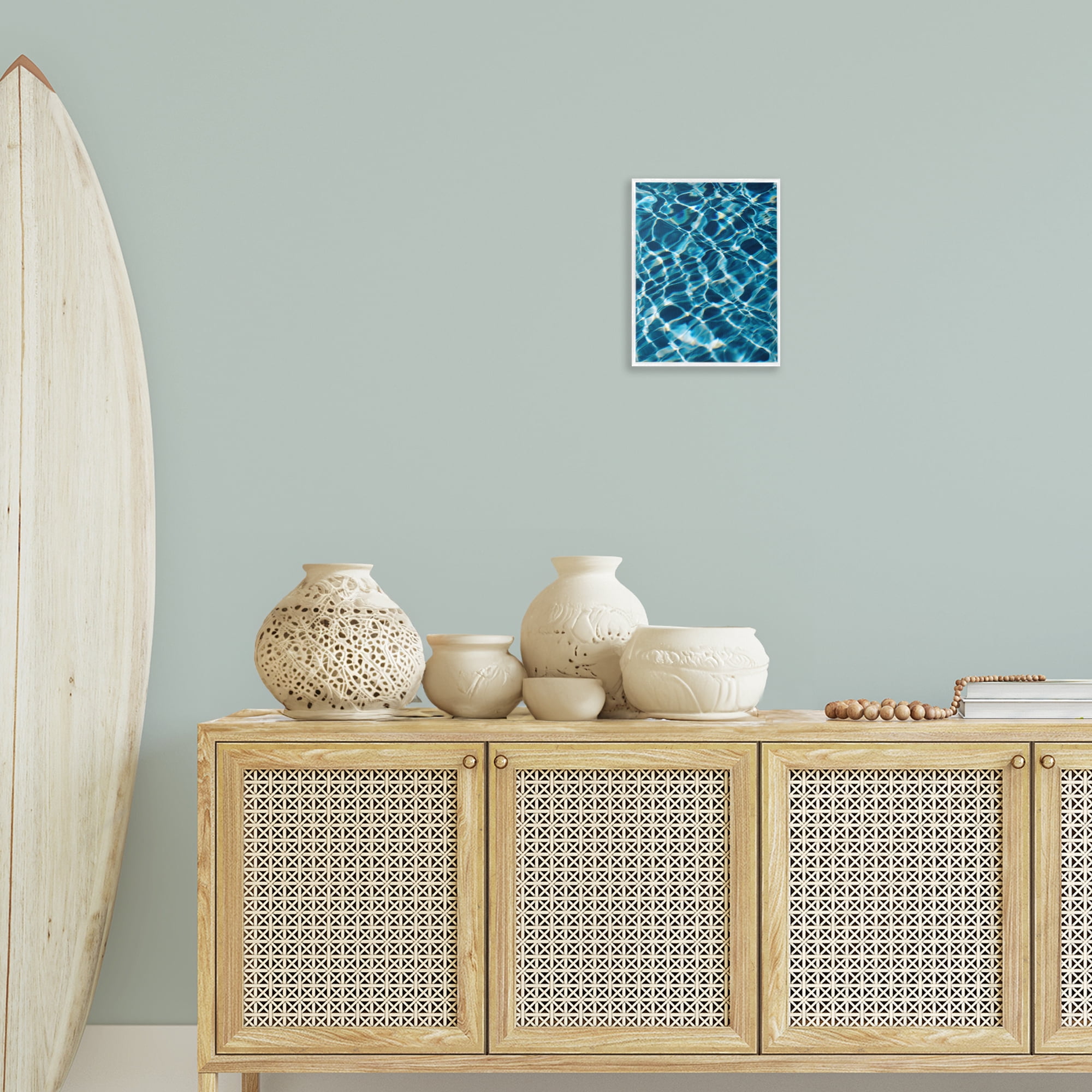 Stupell Industries Beach Water Pattern Abstract Painting White Framed Art Print Wall Art, 11 x 14