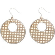 Lesa Michele Two-Tone Laser Dangling Circle Earrings in Gold over Sterling Silver