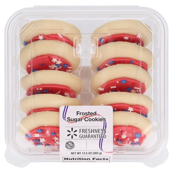 Freshness Guaranteed Red Frosted Sugar Cookies with Star Sprinkles, 13.5 oz, 10 Count