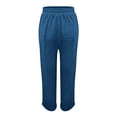 thumbnail image 5 of Cropped Linen Pants Women Petite Summer Casual Lightweight Ankle Length Loose Fit Straight Leg Trousers with Pockets XL, 5 of 5