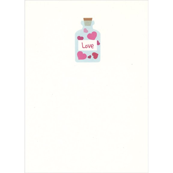 RSVP Light Blue Bottle of Love Romantic Valentine's Day Card
