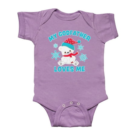 

Inktastic Polar Bear My Godfather Loves Me in Santa Hat Gift Baby Boy or Baby Girl Bodysuit