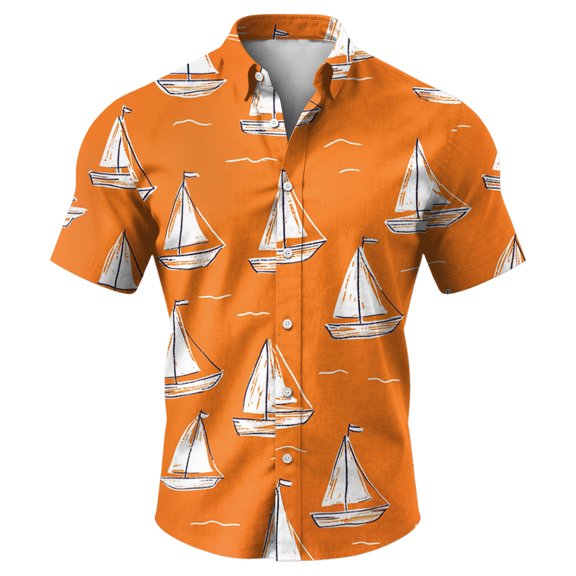 Mens Hawaiian Shirt Button Up Short Sleeve Floral Print Casual Loose Fit Tropical Holiday Beach Shirts