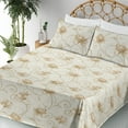 thumbnail image 3 of Ambesonne Vintage Fitted & Flat Sheet with Shams 4 Pcs Set, Simple Modern Garden Floral, Queen, Pale Khaki Pastel Brown, 3 of 5