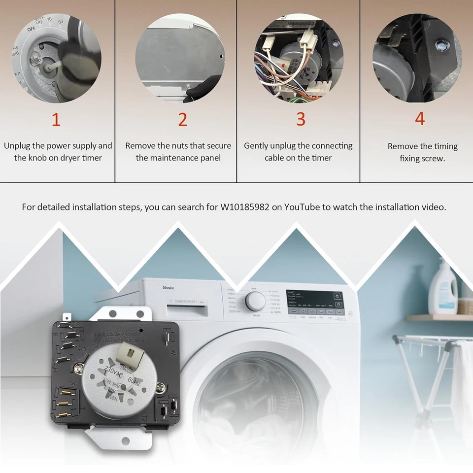 W10185982 Dryer Timer WPW10185982 Fit For Whirlpool Maytag WGD4800XQ0 WED4950HW0