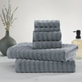 thumbnail image 2 of Mainstays Performance Cotton 6-Piece Bath Towel Set, Super Soft Quick Dry Fade Resistant, Textured Grey, 2 of 9