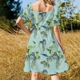 thumbnail image 3 of Acuarela a Love - Patrón en menta Vestido de manga corta ropa de mujer vestidos elegantes para mujer, 3 of 6