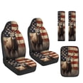 thumbnail image 7 of Xoenoiee Deer American Flag Print 5 Pieces Car Accessories with 2 Car Seat Covers 2 Seatbelt Cover 1 Auto Armrest Cover, PU Leather Vehicle Interior Accessories Protector for SUV Van, 7 of 7