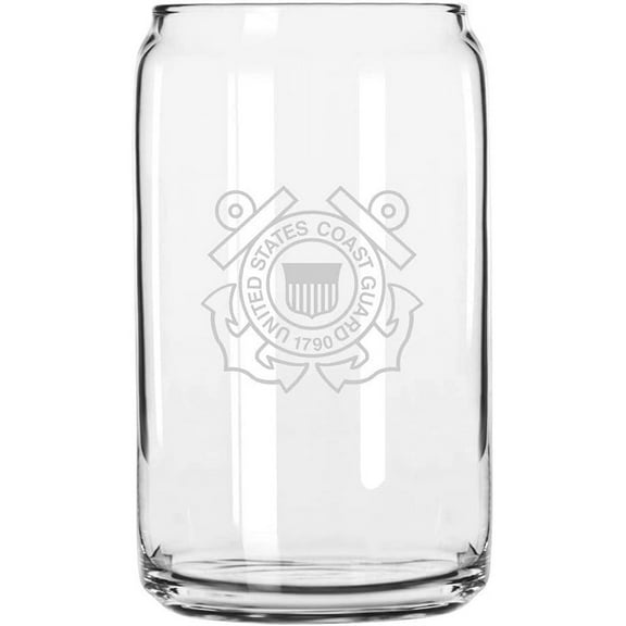 United States Coast Guard United States Military Etched 16oz Libbey Can Glass