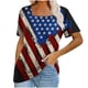 thumbnail image 1 of Camisetas Cortas para Mujeres Día de la Independencia Patriótica Cuello Color Manga Corta, Top de Impresión Casual para Diario, Fiesta Y Todas las Estaciones, 1 of 4