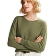 thumbnail image 2 of Women's 100% Merino Wool 2024 Fall Winter First-Line Ready to Wear Long Sleeve Seamless Knit Crewneck Sweater Army Green M, 2 of 9