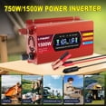thumbnail image 3 of 750W 1500W Peak Modified Sine Wave Power Inverter DC 12V to AC 110V Converter with 2AC+2USB, LCD Display for Car, RV, Camping & Home Backup Red, 3 of 10