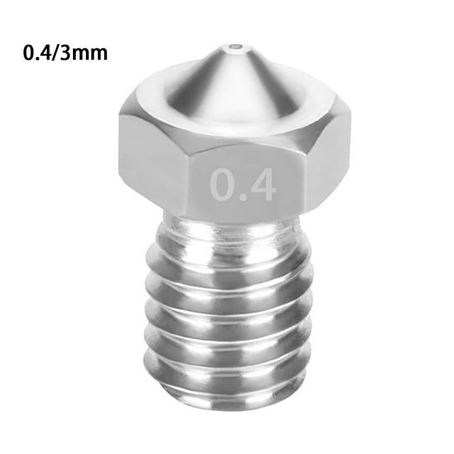 serony 3D Printer Nozzle Stainless Steel Extrude Head Mini Firm Printer Thread Removable Filament Nozzle, 0.4/3mm