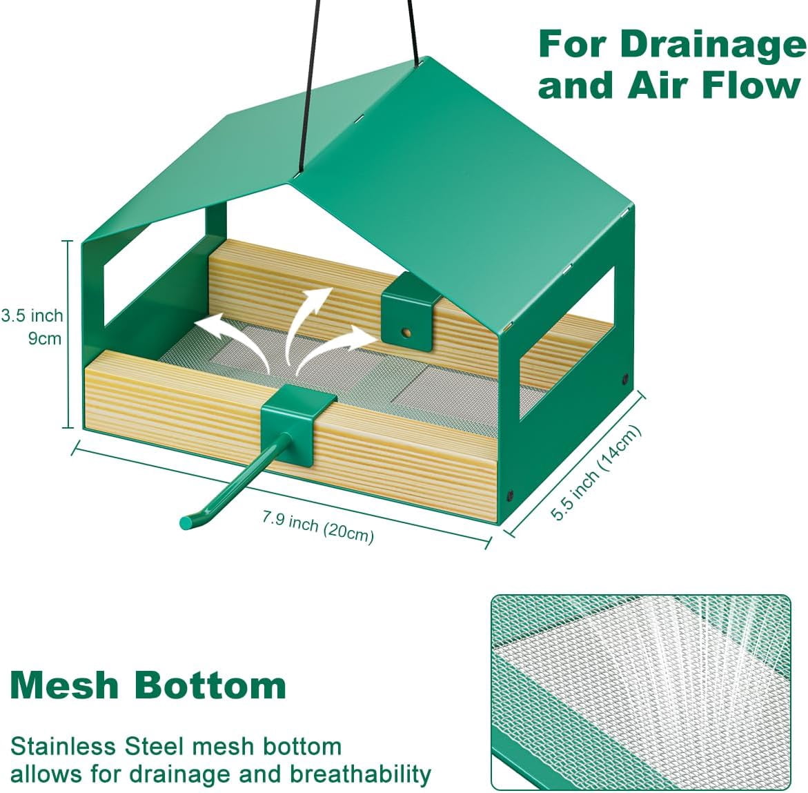 FANHAO Metal Bird Feeder for Outdoors Hanging, Wild Bird Feeder with Rust-Resistant Mesh, Weatherproof