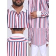 thumbnail image 7 of DARING DIVA Men's Striped Button Down Long Sleeve Stretch Shirts L Red Blue, 7 of 7