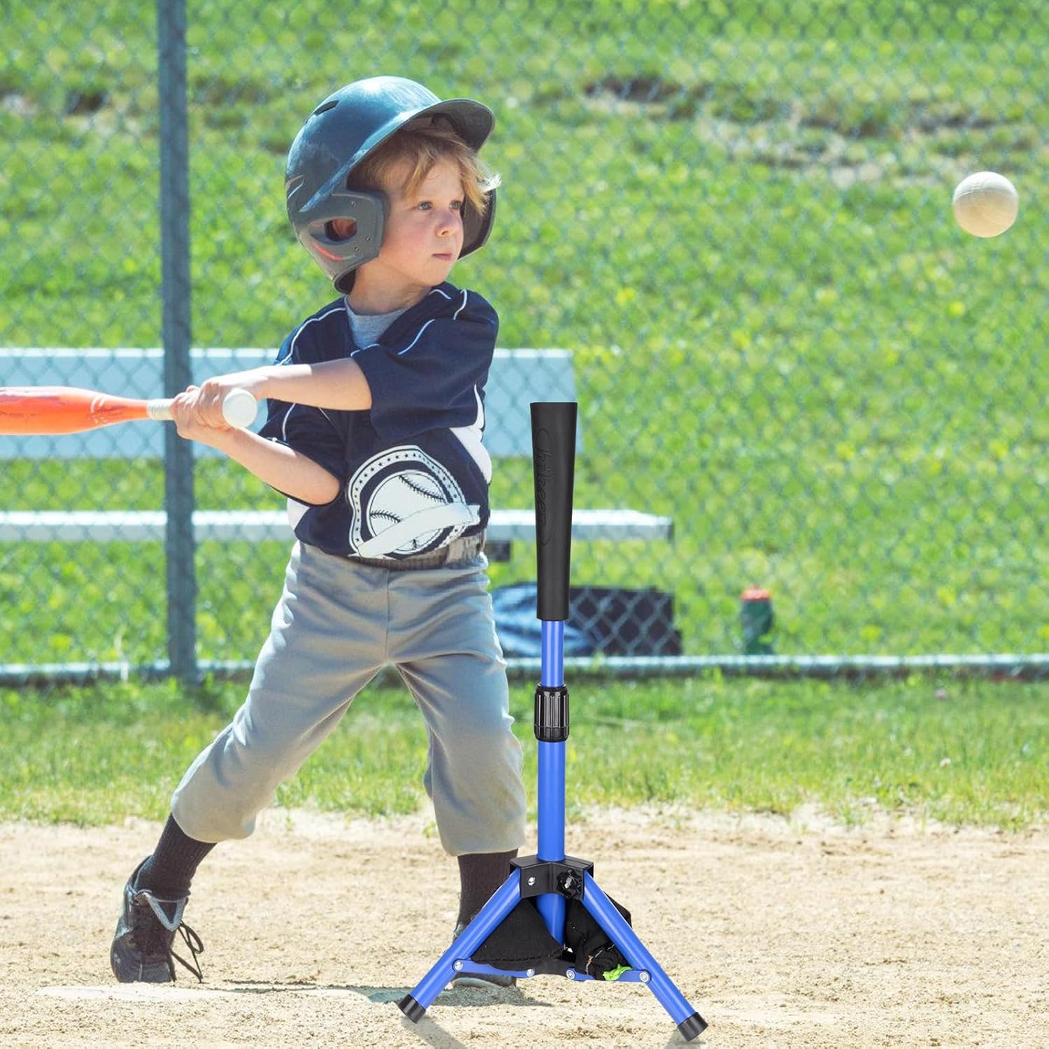 Adoreal Baseball Tee for Kids, Baseball Tee Baseball Batting Tee for Kids Softball & Baseball Practice Tee Easy Adjustable Height Portable Hitting Tee with Carry Bag(Blue)