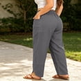 thumbnail image 6 of Admvng Womens Plus Size Pants Cotton and Linen Summer Casual Drawstring Waist Comfy Pants, 6 of 7