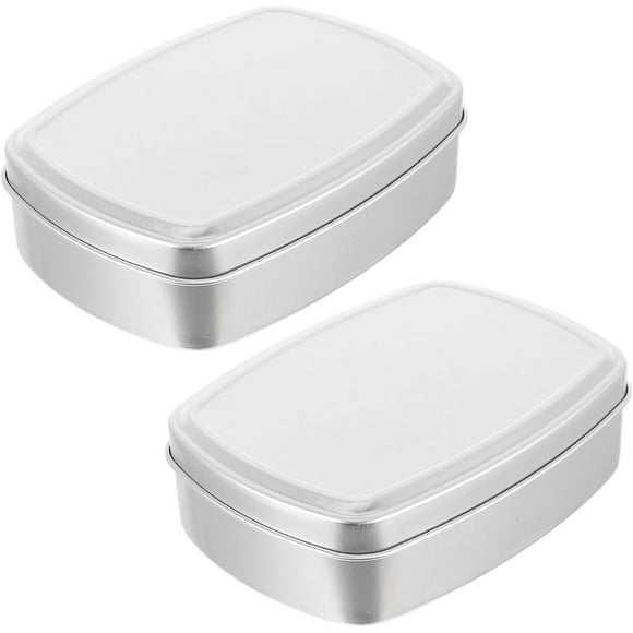 shiyou-2pcs Aluminium Bar Soap Travel Container- Leak- Proof Metal Bar Soap Holder with Lid- Portable Silver Soap Holder Travel Case for Shower and Home Candies Jewelry Storage