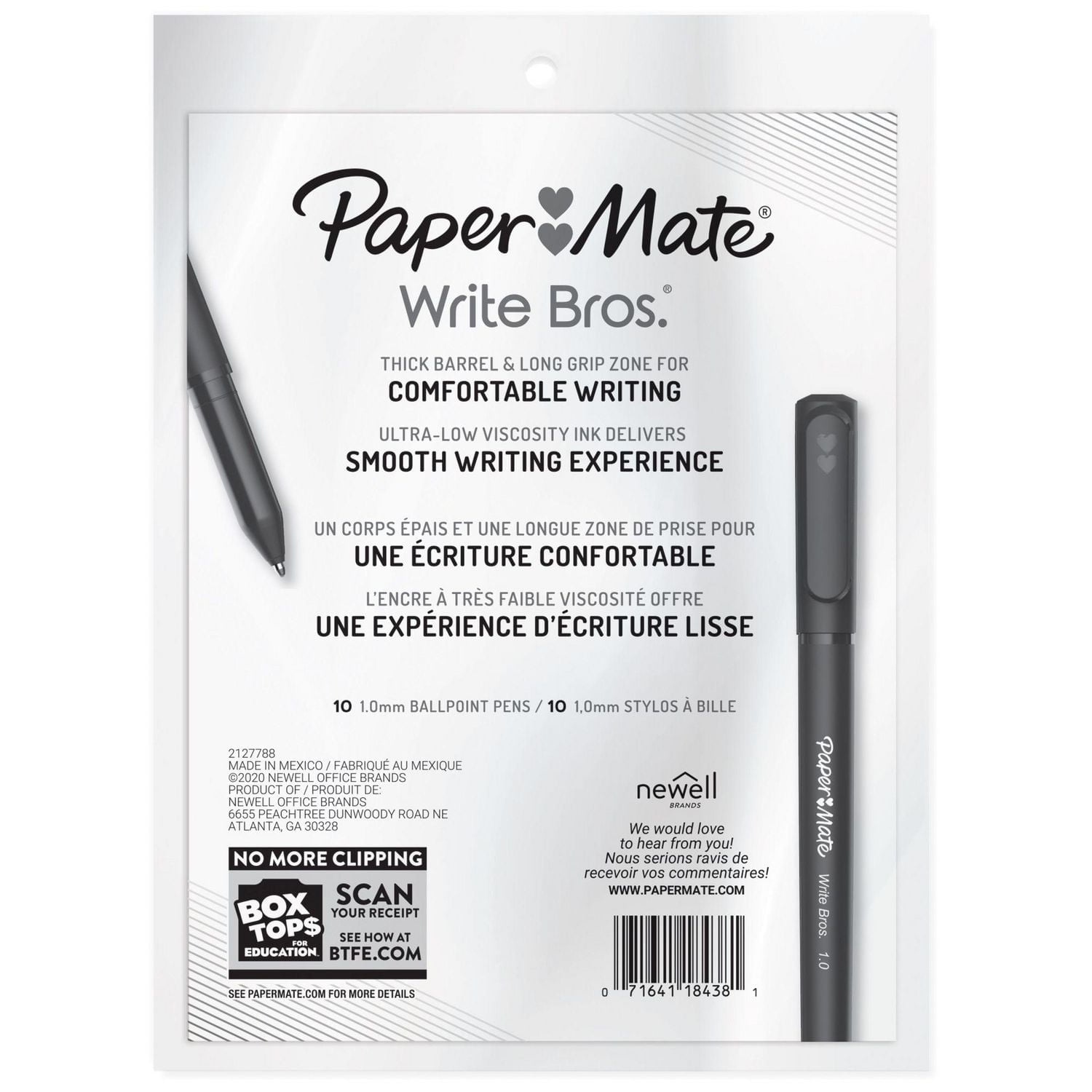 Paper Mate Ballpoint Pens, Write Bros. Assorted Colour Ink Pens, Medium Point (1.0 mm), 10 Count, Paper Mate