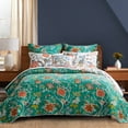 thumbnail image 3 of Levtex Home - Carmina Quilt Set - King Quilt and Two King Shams - Floral Vines - Off White Red Orange Blue Green - Quilt (106x92in.) and Shams (20x36in.) - Reversible - Cotton, 3 of 9