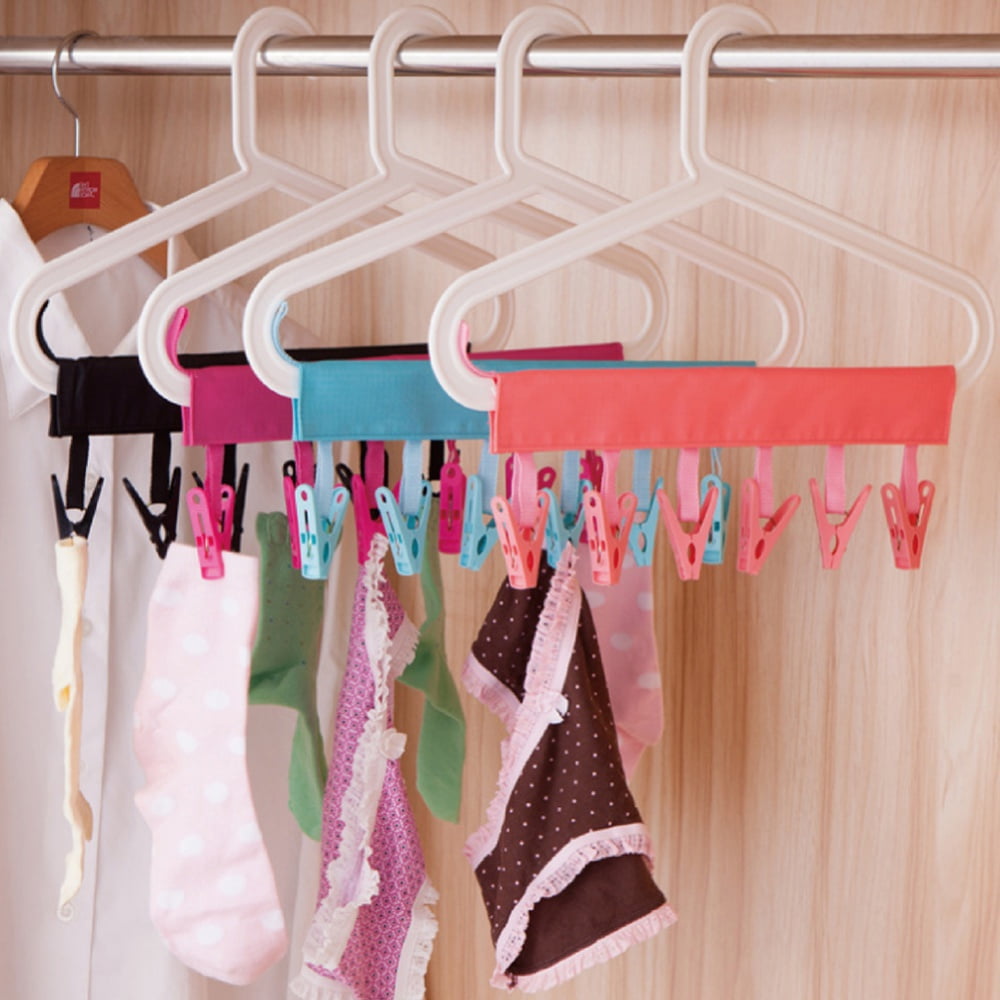 dedepeng Foldable Windproof Travel Clothes Hanger Underwear Socks Bra Drying  Rack Clip Bathroom Organiser Travel Hanger Clothes Pegs for Hanging Clothes  : : Home & Kitchen