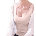 thumbnail image 2 of Women'S Sleeveless Square Neck Tank Top Double Layer Basic Crop Tops Summer Fitness Workout Pale Pinkish Gray M, 2 of 9