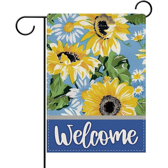 Sunflower Decorative Garden Flag, Double Sided Floral Burlap Outdoor Yard Decor, Spring Summer Fall, Small 12 x 18 Inch