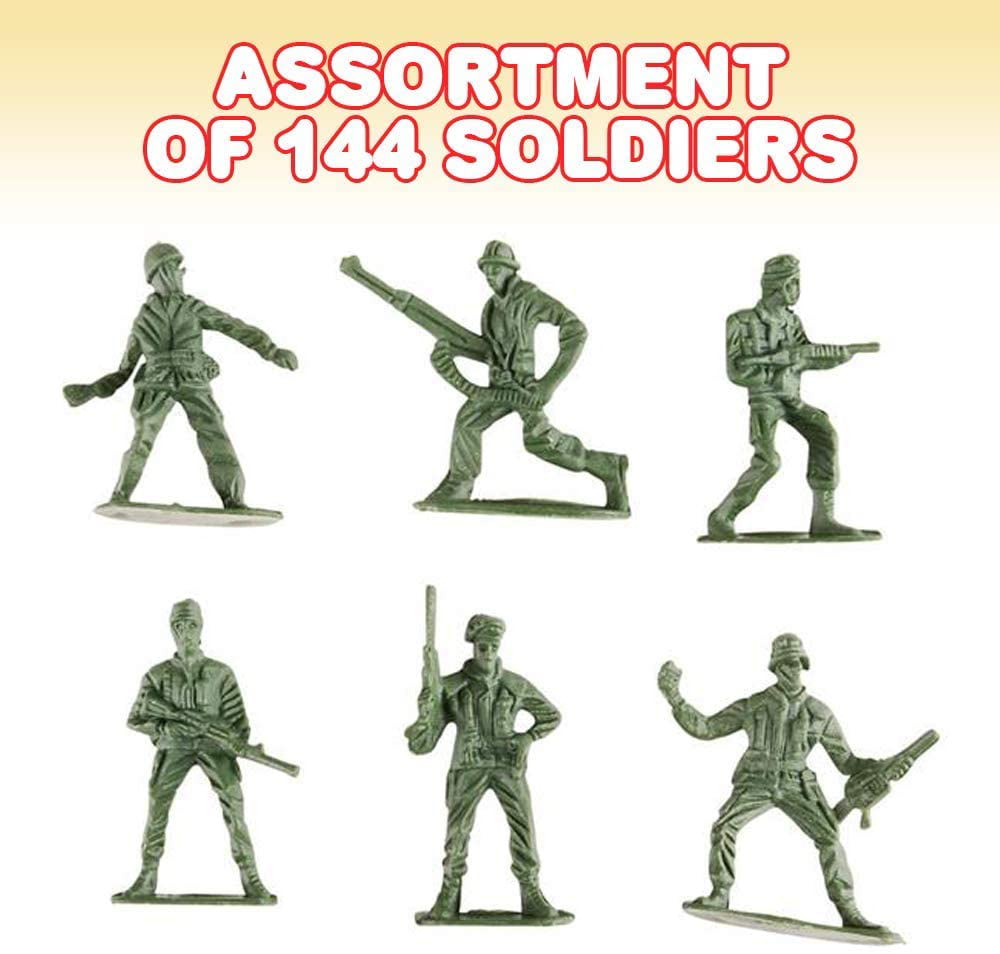 Lot of 144 Green Plastic Mini Army Men 1/" Inch Bulk Action Figures Toy Soldiers