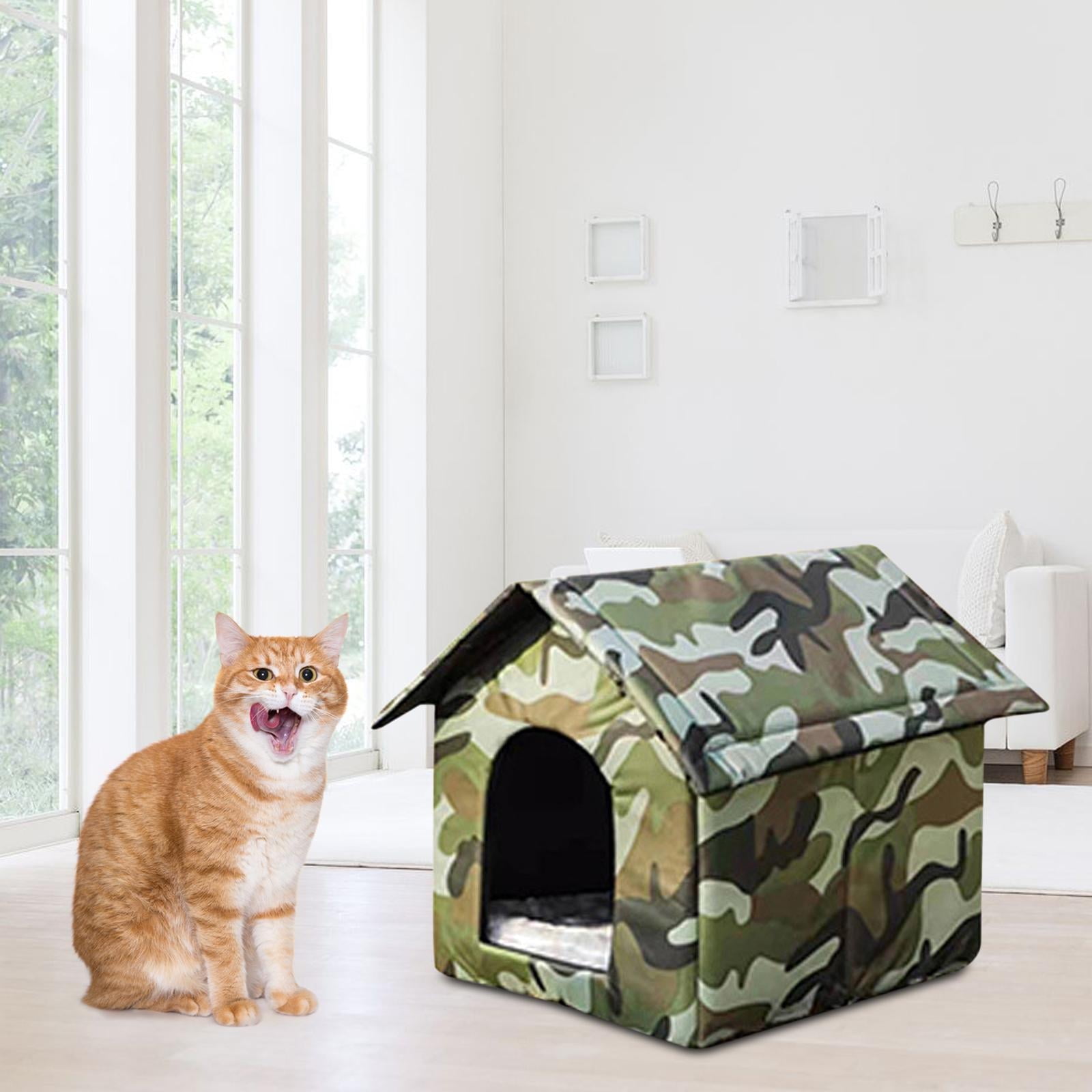 Senya Outdoor Feral Cats House Waterproof Oxford Stray Cats Shelter Warm Pet Cave for Winter Small Animal Tent Bed for Feral Cats Dog Puppy Kennel, 35cmx30cmx35cm