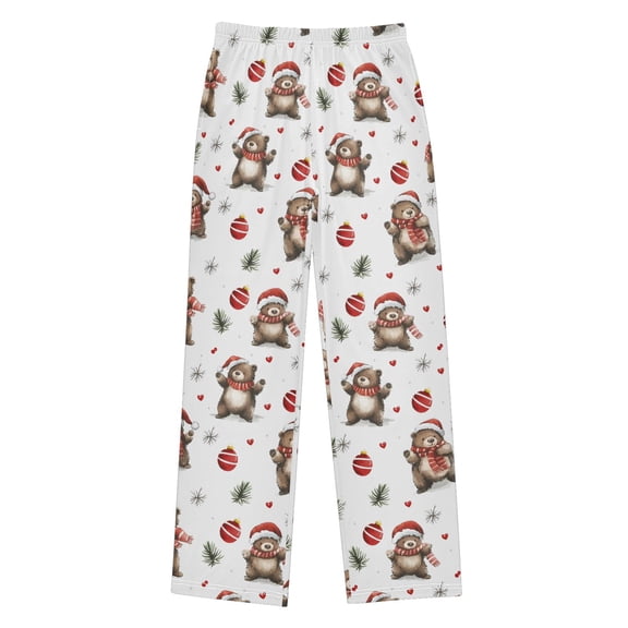 Christmas Teddy Bear Hat Christmas Pajama Pants Soft and Lightweight Elastic Waistband Christmas Pajama Pants