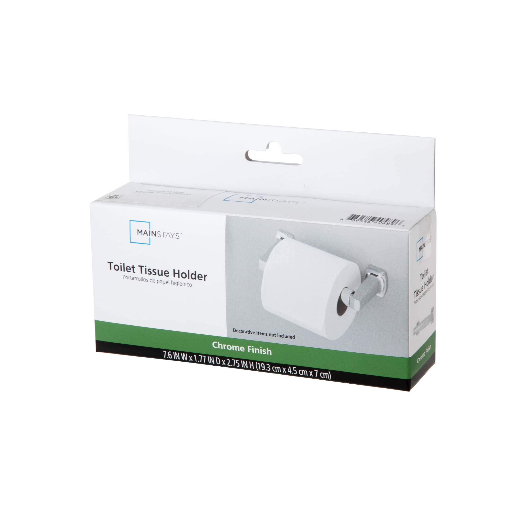 Mainstays Chrome Wall-Mounted Toilet Paper Holder with Hardware