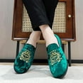 thumbnail image 2 of Men's Luxury Velvet Penny Loafers Shoes Embroidery Suede Dress Loafers Daily Boats Shoes for Party Wedding Prom, 2 of 13