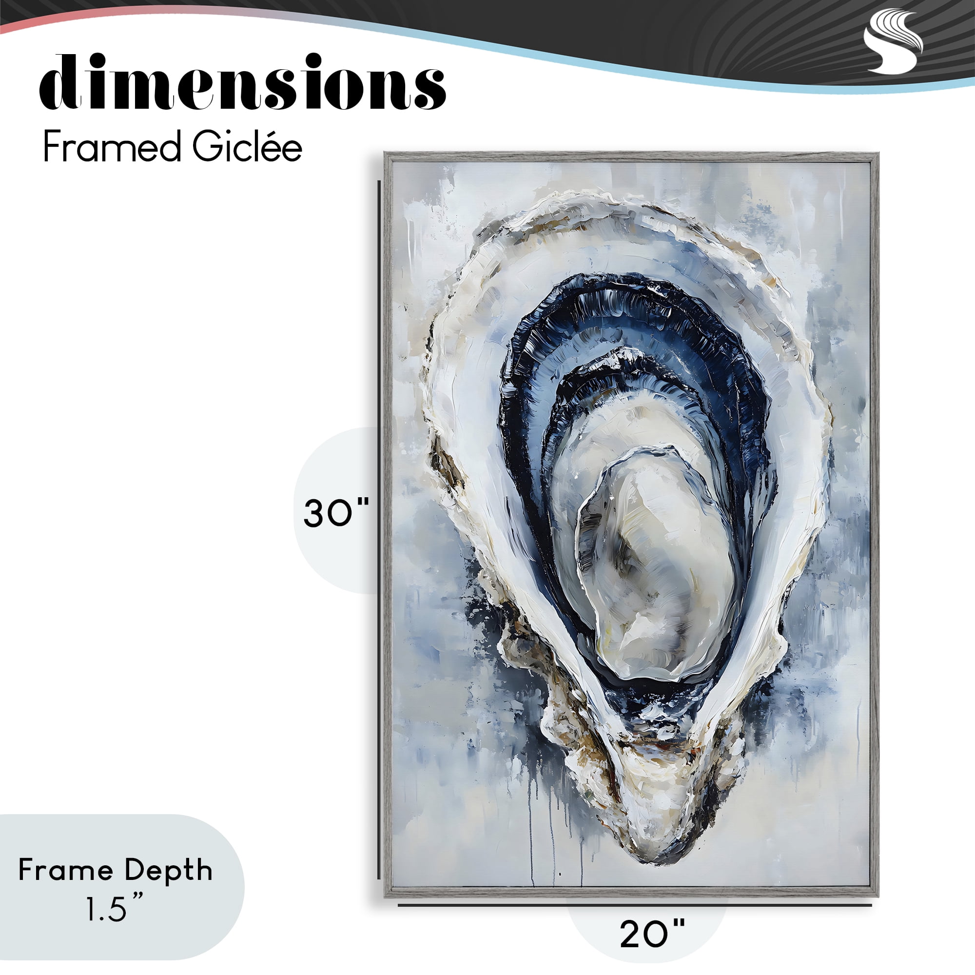 Stupell Industries Blue Oyster Shell Interior Gray Framed Giclee Art, design by Creative Studio