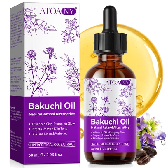 LusBeauty Bakuchiol Oil for Face & Body, Natural Retinol Alternative with Rosehip, Jojoba & Sea Buckthorn, Wrinkle Reduction & Even Tone, Lightweight Vegan Formula, 2.02 fl oz (60 ml)