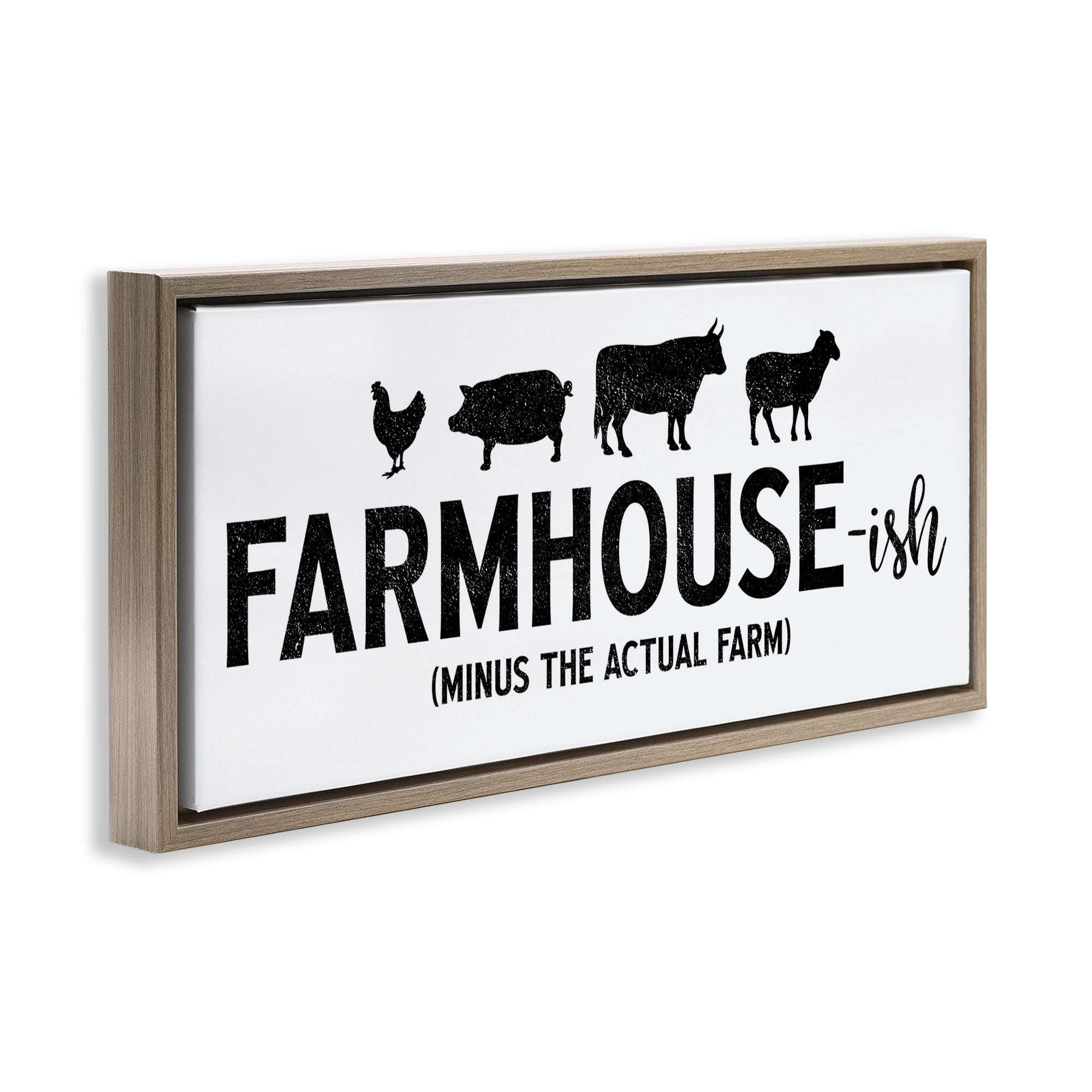 Stupell Industries Farmhouse-ish Funny Country Phrase Animals & Insects Painting Brown Floater Framed Canvas Art Print Wall Art, 25 x 11