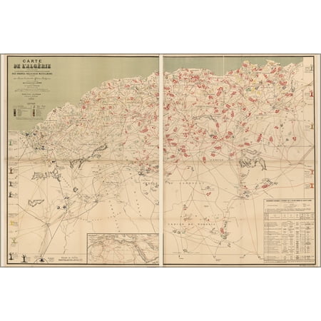 24"x36" Gallery Poster, map of Algeria 1884