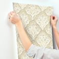 thumbnail image 5 of Chesapeake Mimir Mustard Quilted Damask Wallpaper, 20.5-in by 33-ft, 5 of 5