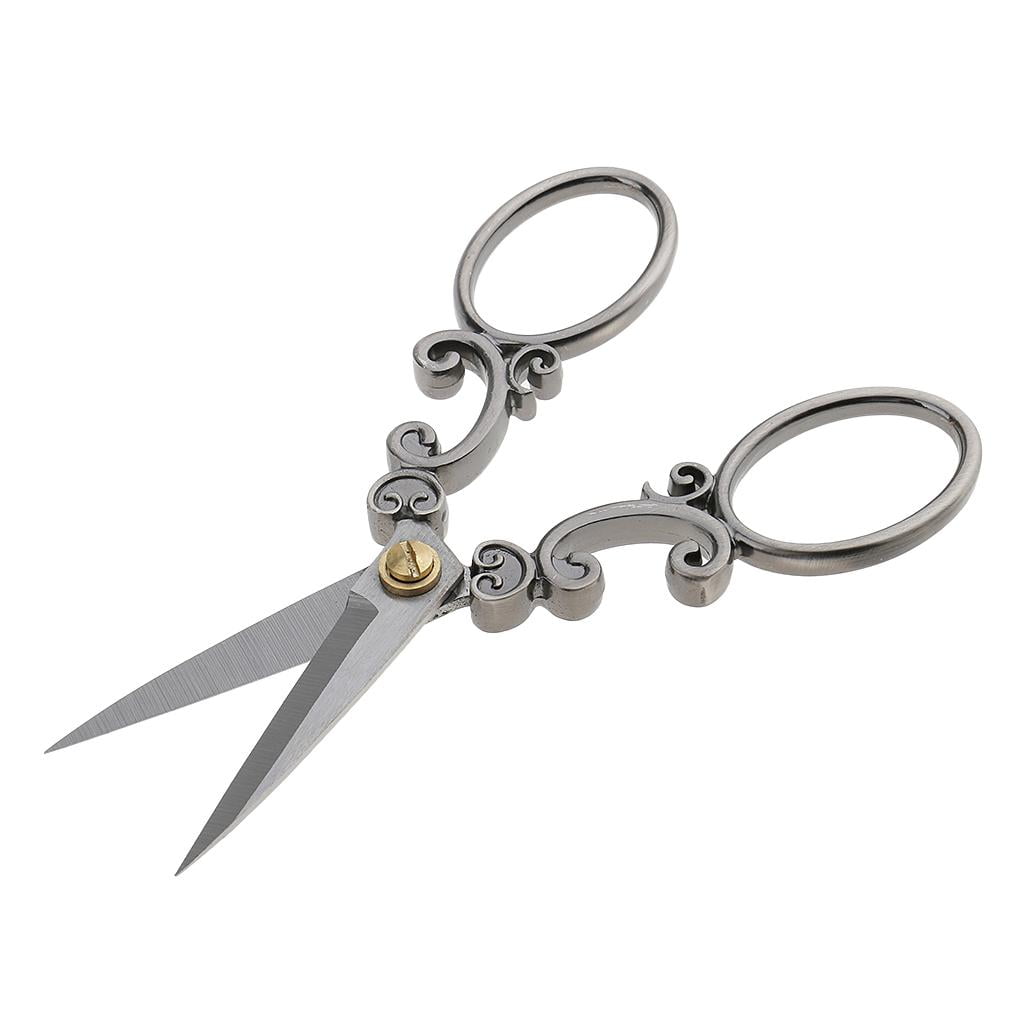 HOMYL 2Pcs Vintage Stainless Steel Tailor Scissors Sewing Dressmaking Fabric Shears