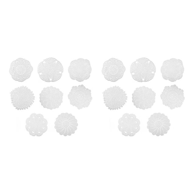 Transemion 8Pcs Plate Pads Round DIY Hand Crochet Coasters Insulation Vintage Table Placemats Wedding Kitchen Restaurant Hotel 2Set
