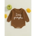 thumbnail image 2 of Suealasg Newborn Girl Boy Sweater Romper Baby Halloween Clothes 3 6 9 12 18 Months Infant Long Sleeve Letter Embroidery Knitted Sweater Bodysuit, 2 of 7