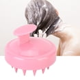 thumbnail image 2 of Cepillo de champú de silicona para limpieza profunda y relajación Masajeador revitalizante para el cuero cabelludo en la ducha de color rosa, 2 of 8