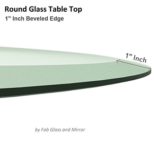 24 Round Tempered Glass Table Top 1/2 Thick 1 Beveled Edge