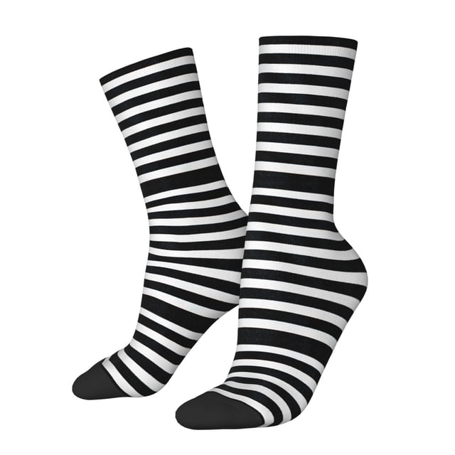 Balery Black And White Stripes Calcetas Largas con Estampado para Hombre y Mujer – Suaves y Transpirables, Talla Única (US 5-11)