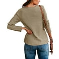 thumbnail image 4 of Long Sleeve Spring Autumn Women Lightweight Knit Sweater Female Round Neck Pullover, 4 of 5