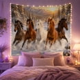 thumbnail image 2 of Horses Galloping in Snowy Mountain Landscape, Energetic Rustic Wall Art for Nature Lovers, Wintry Wildlife Decor, Housewarming Gift Tapestry Wall Hanging for Bedroom, Living Room and Dorm, 2 of 7