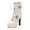 White, variant on Women's Lace up Combat Ankle Boots Belt Buckle High Chunky Heel Fashion Heeled Booties Shoes Black 7.5(40)