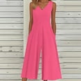 thumbnail image 2 of Miqool Women's Summer Jumpsuits Dressy Casual Sleeveless V Neck Wide Leg Long Pants Romper Vacation Beach One Piece Outfits with Pockets, 2 of 5