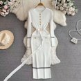 thumbnail image 1 of Vestido de punto con botones y cuello redondo para mujer, suéter ajustado con cinturón, vestido de oficina, moda de marca, Otoño e Invierno, 1 of 3